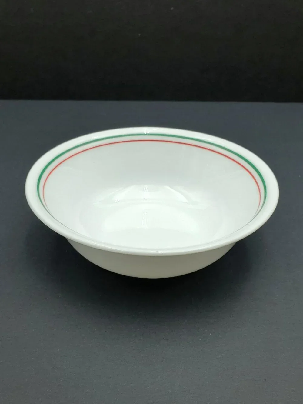 Corelle Winter Holly Soup Cereal Bowls White Bowls with Green & Red Bands